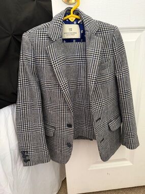 Scotch & Soda black and White with blue Glen Plaid Suit